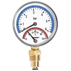 Termomanometr 80mm 1/2 RADIÁLNÍ 0-6bar